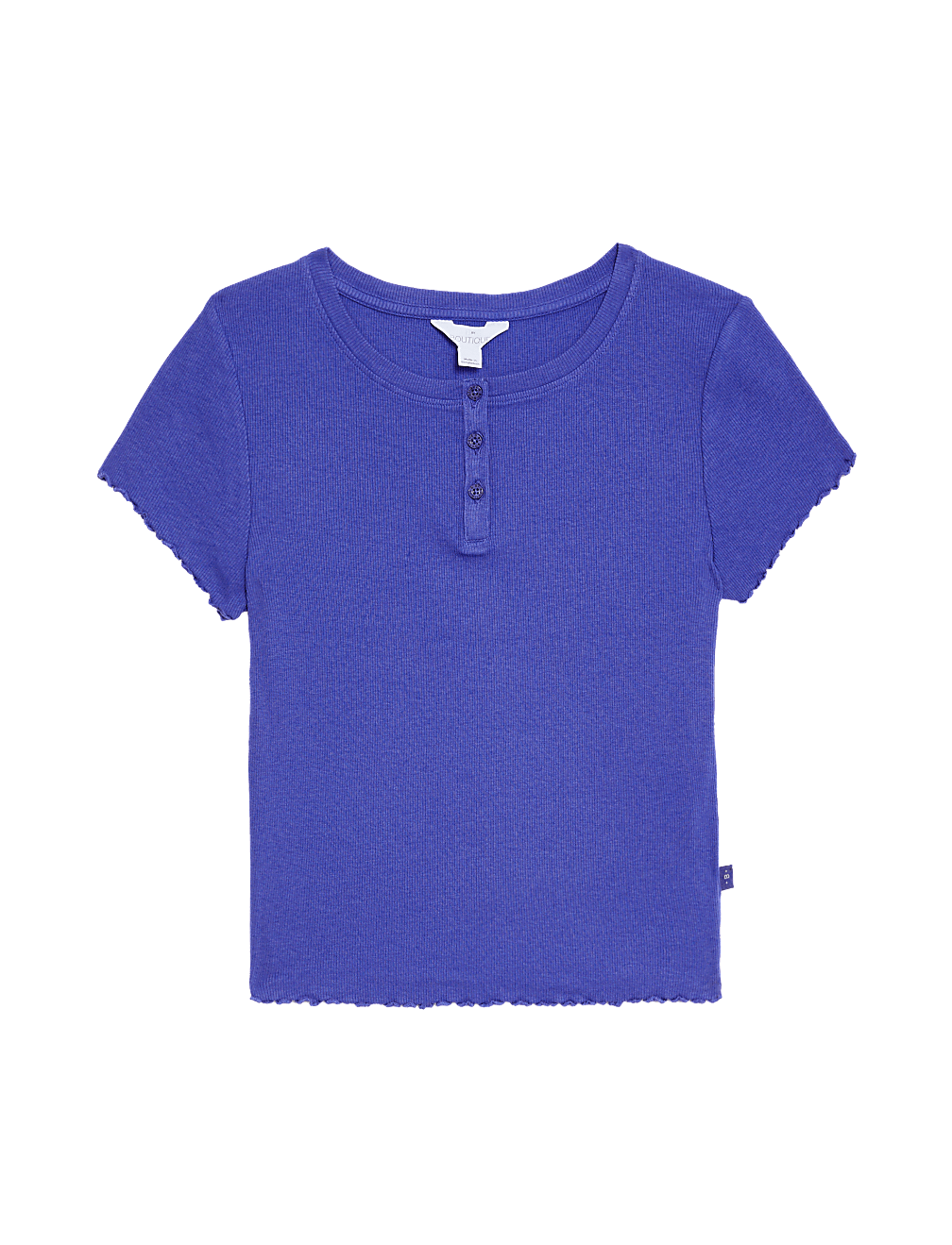 Cotton Rich Ribbed Cropped Pyjama Top