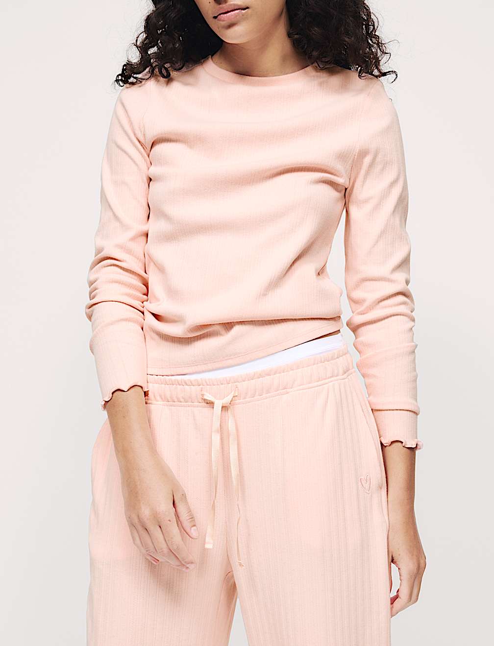 Cotton Rich Rib Pointelle Lounge Top