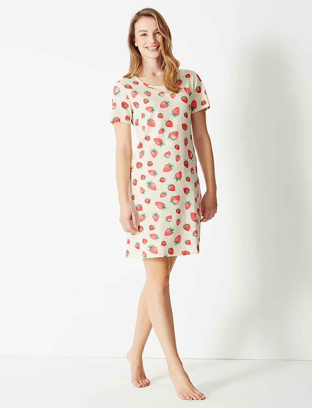 Pure Cotton Strawberry Short Nightdress