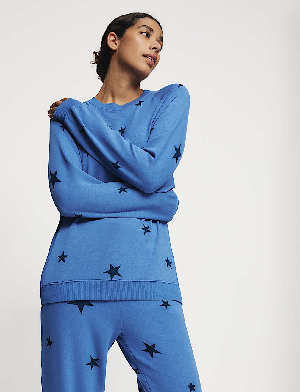 Star Print Crew Neck Long Sleeve Pyjama Top