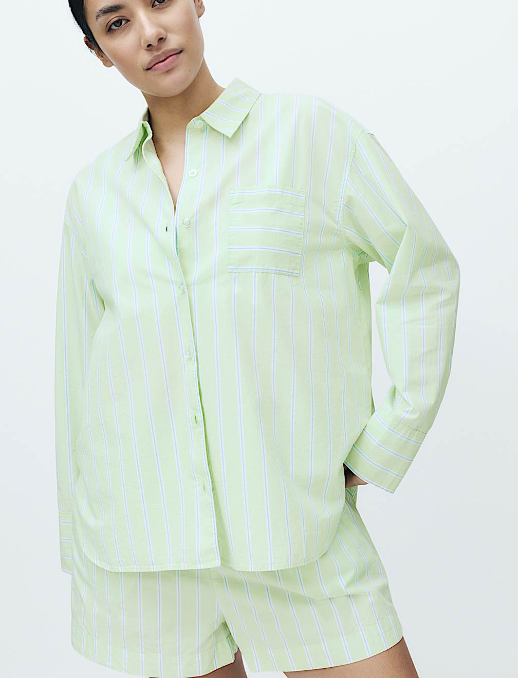 Pure Cotton Poplin Striped Pyjama Top