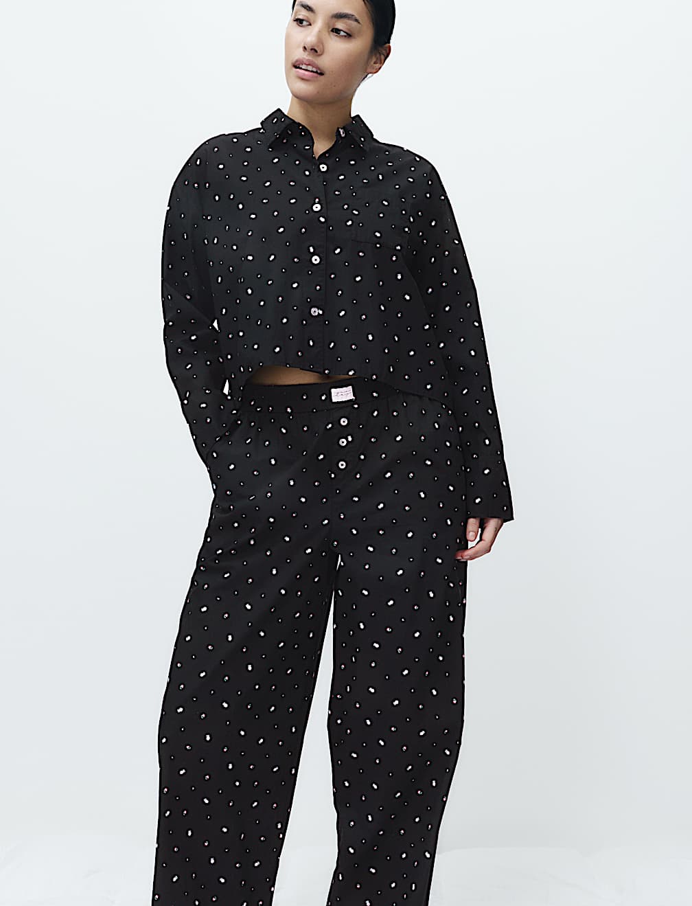 Pure Cotton Floral Cropped Lounge Shirt