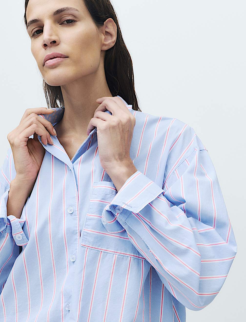 Pure Cotton Striped Cropped Pyjama Top