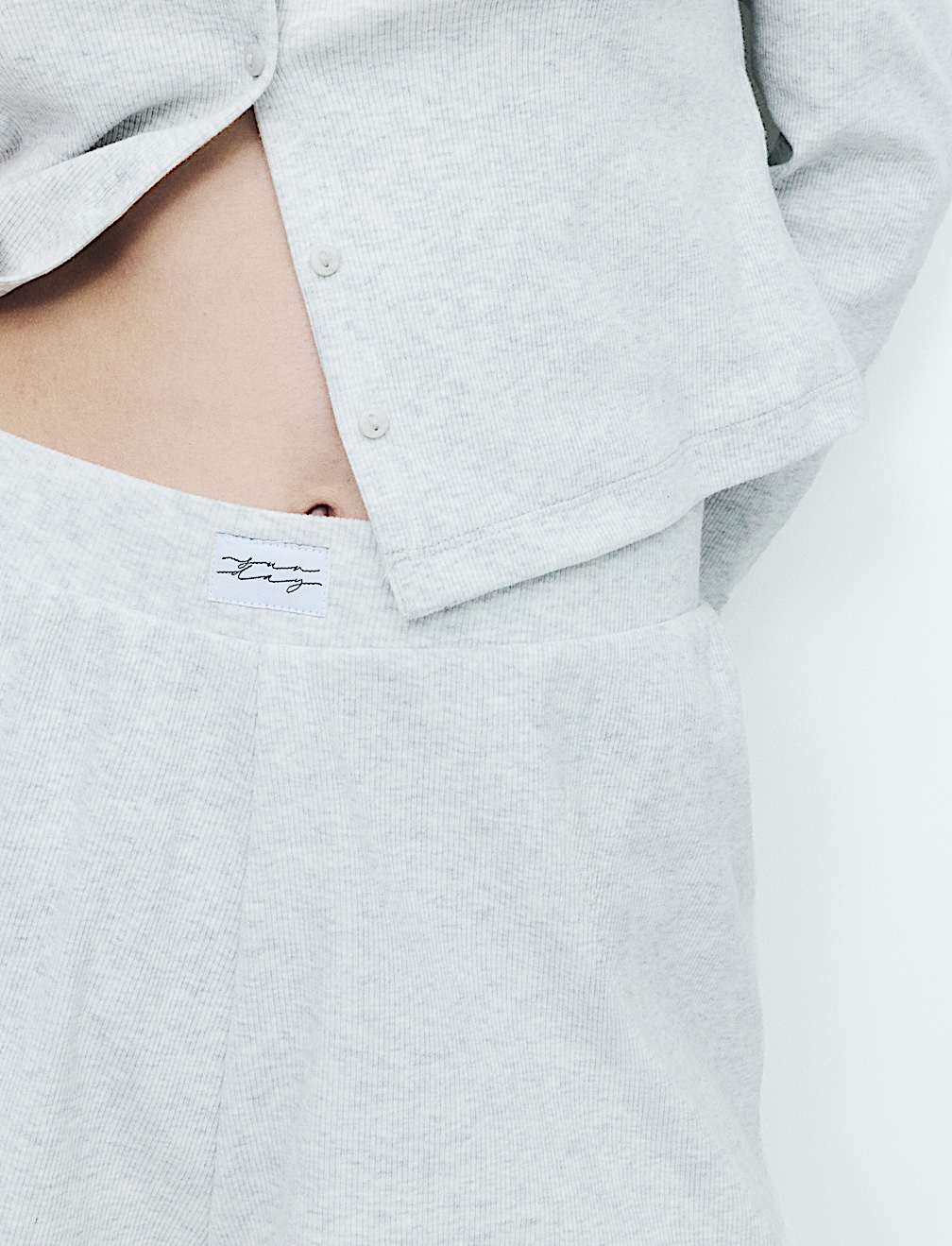 Cotton Rich Ribbed Button Down Pyjama Top