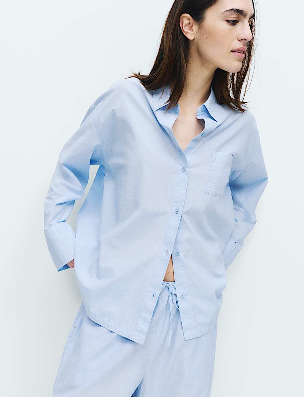 Pure Cotton Chambray Lounge Shirt