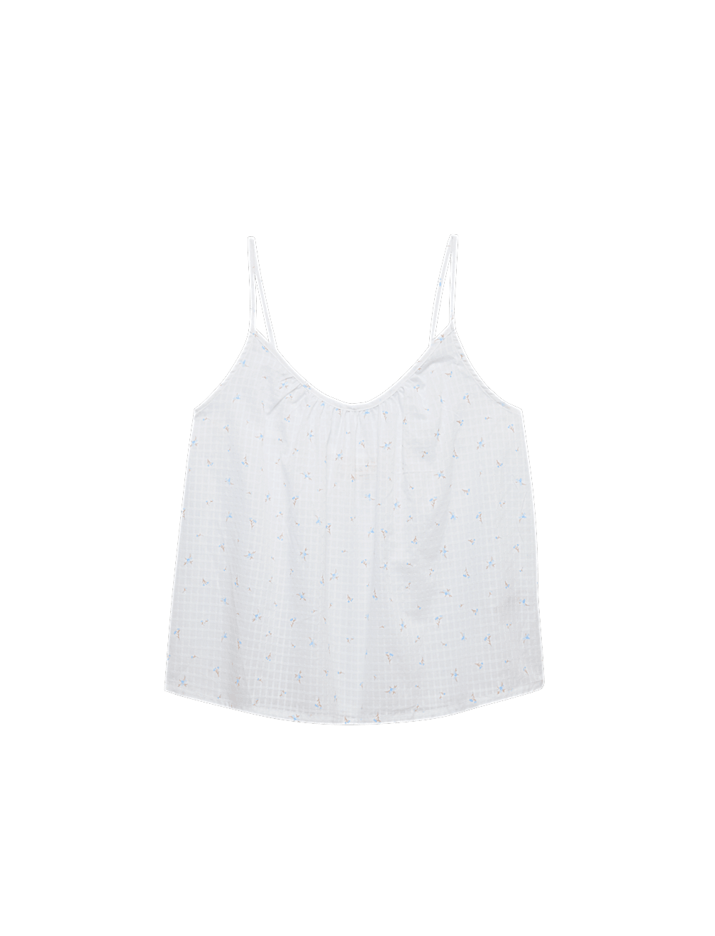 Pure Cotton Dobby Grid Ditsy Print Cami Top