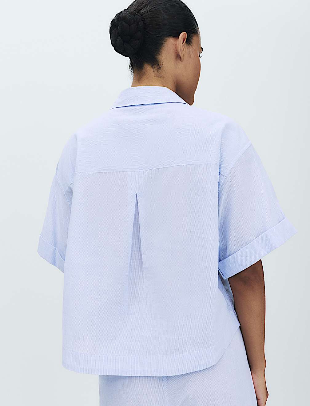 Pure Cotton Woven Stripe Collared Pyjama Top