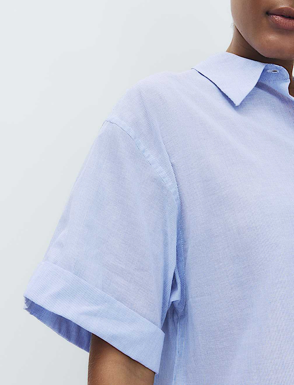 Pure Cotton Woven Stripe Collared Pyjama Top