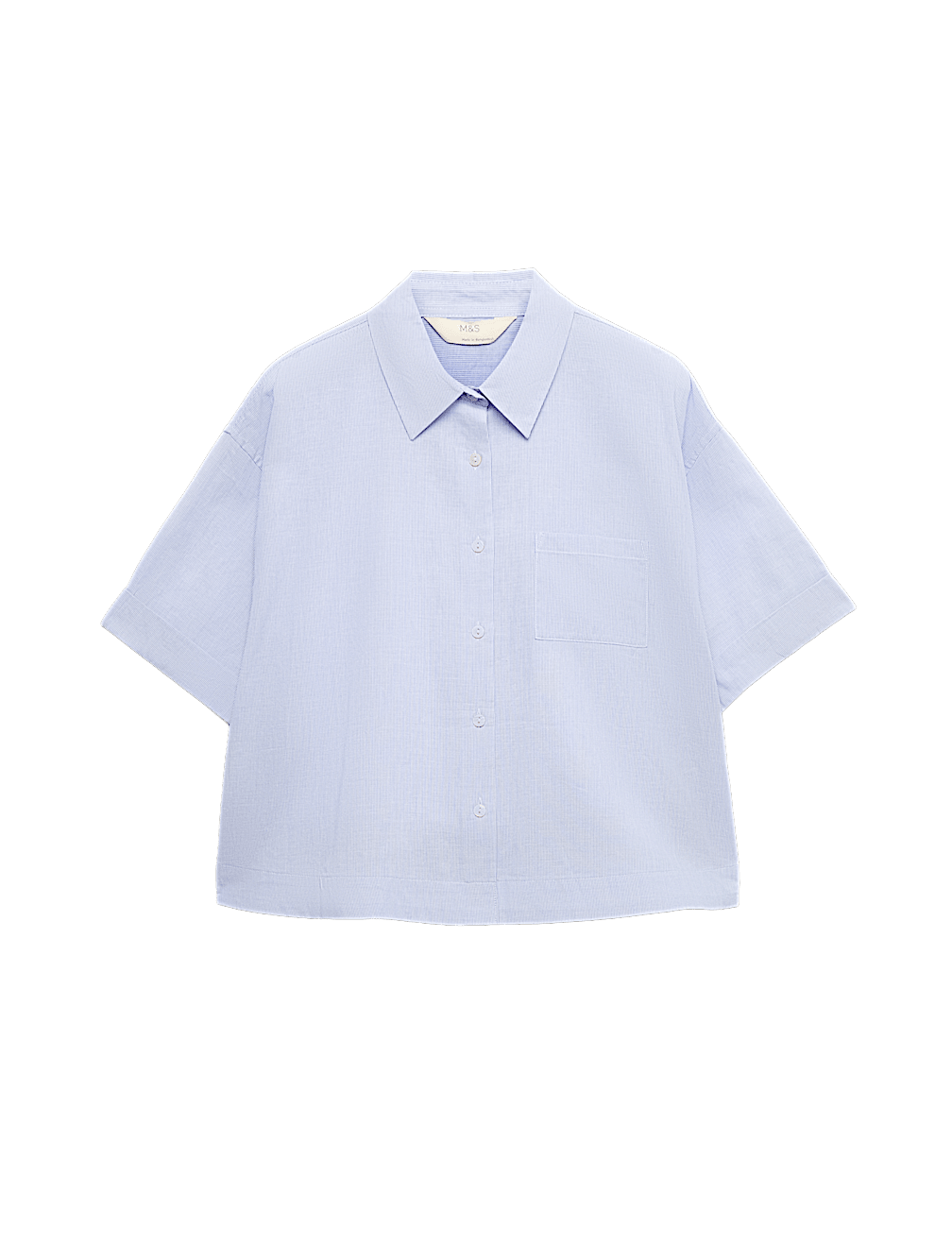 Pure Cotton Woven Stripe Collared Pyjama Top