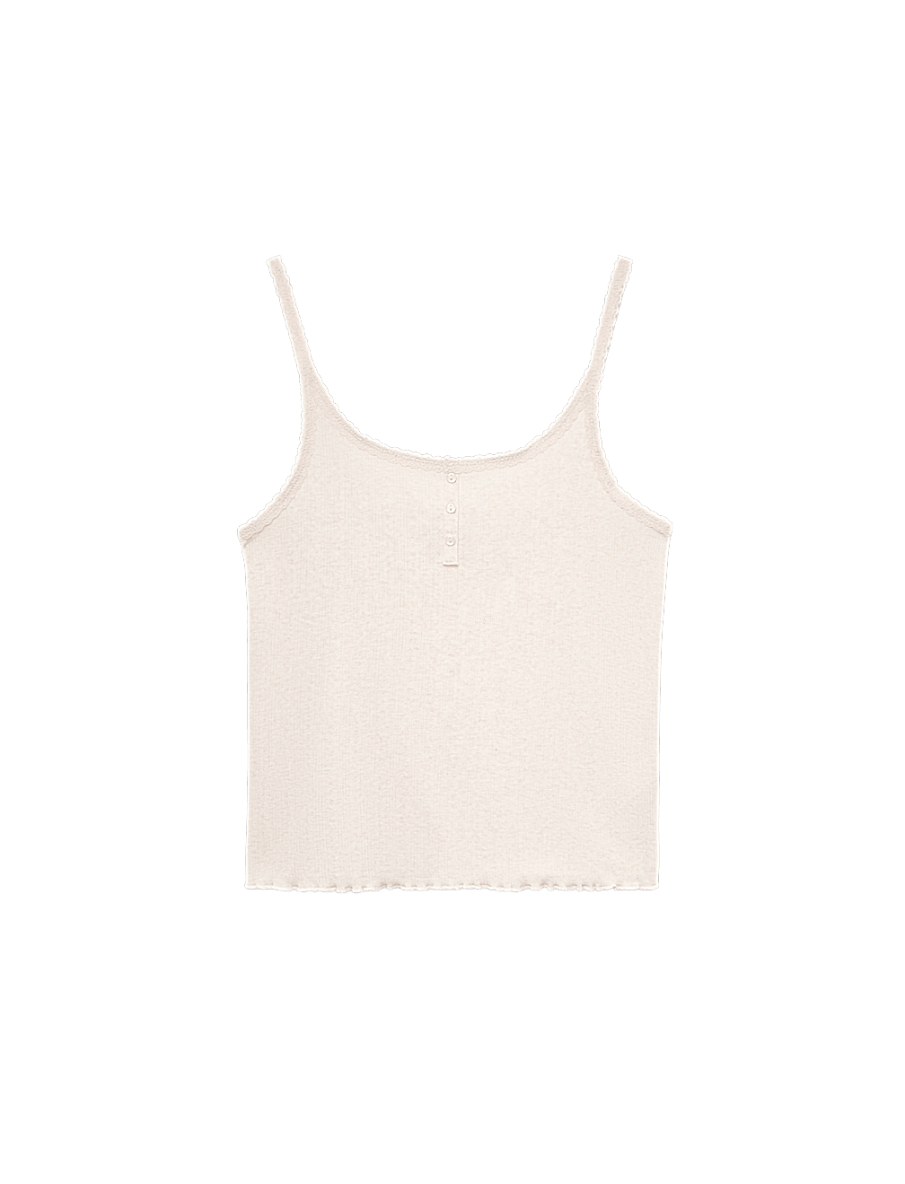 Cotton Blend Pointelle Lace Trim Cami Top