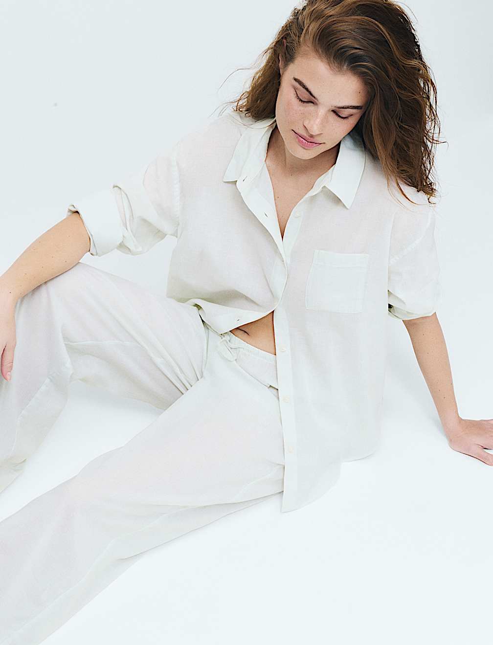 Pure Cotton Striped Collared Pyjama Shirt