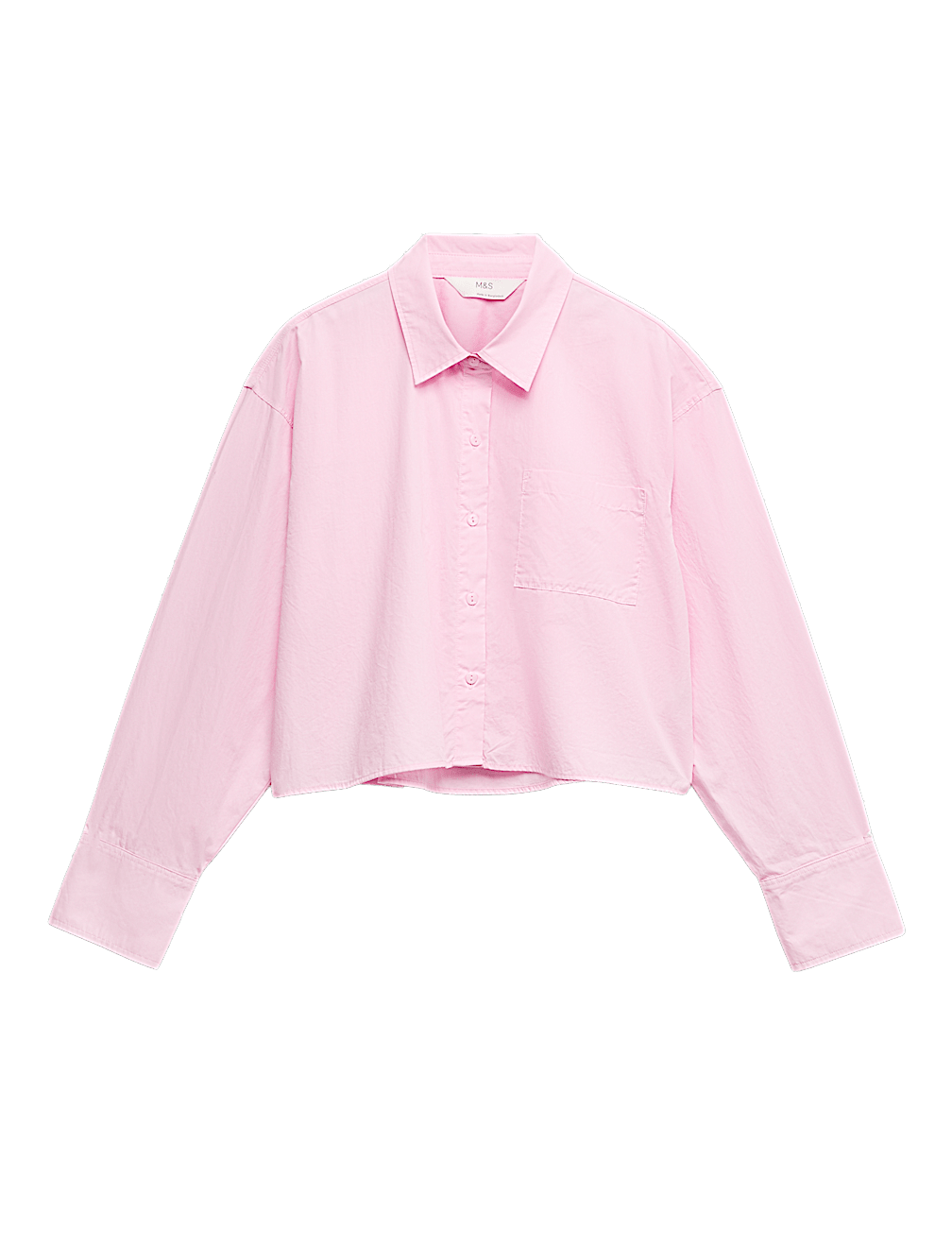 Pure Cotton Cropped Pyjama Shirt