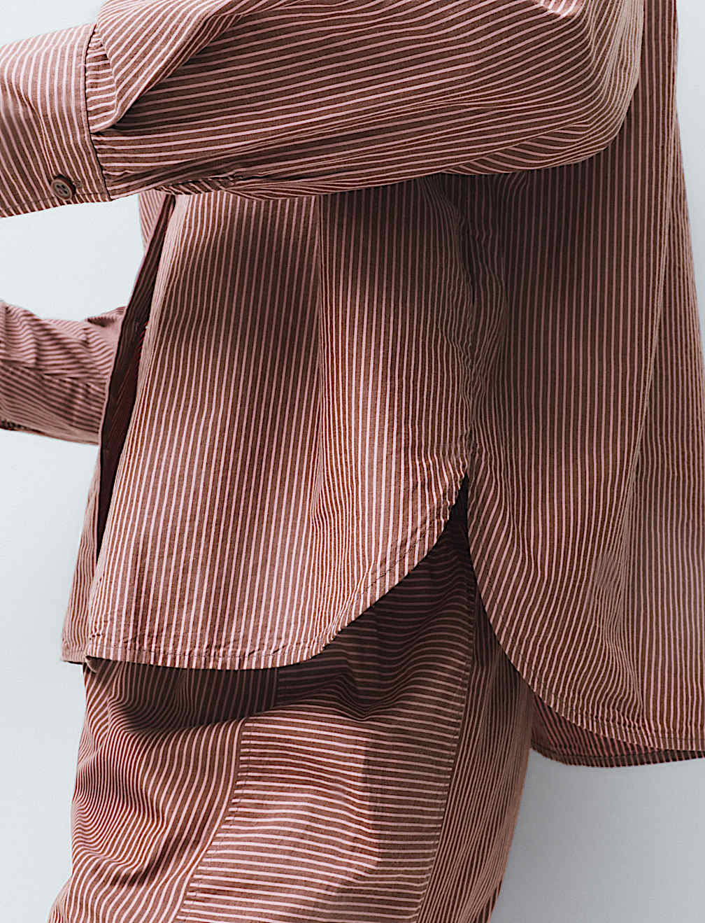 Pure Cotton Poplin Striped Pyjama Shirt