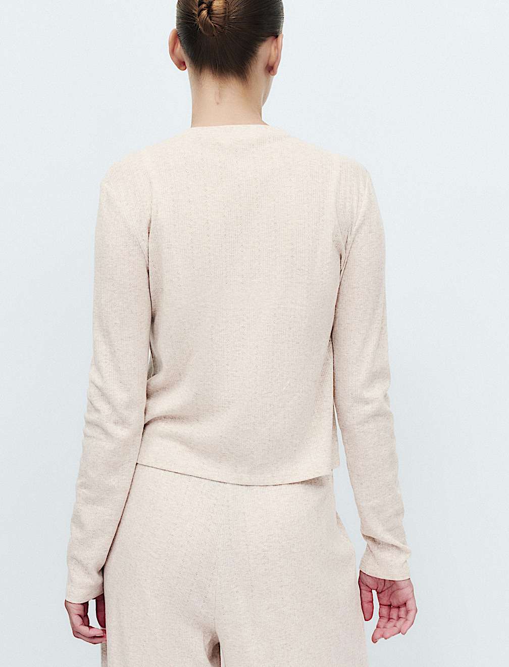 Cotton Blend Pointelle Lounge Cardigan