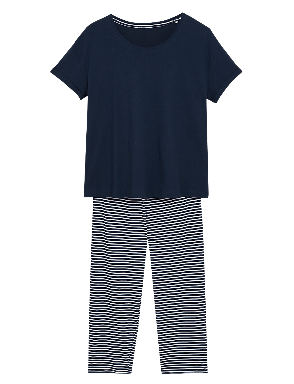 Pure Cotton Striped Cropped Pyjama Set