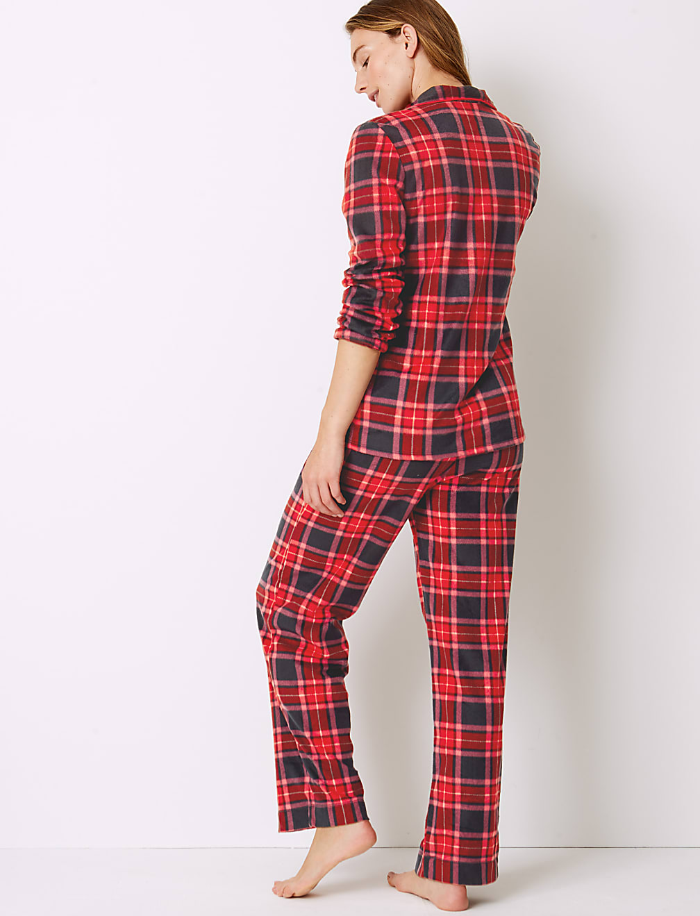 Fleece Checked Long Sleeve Pyjama Set