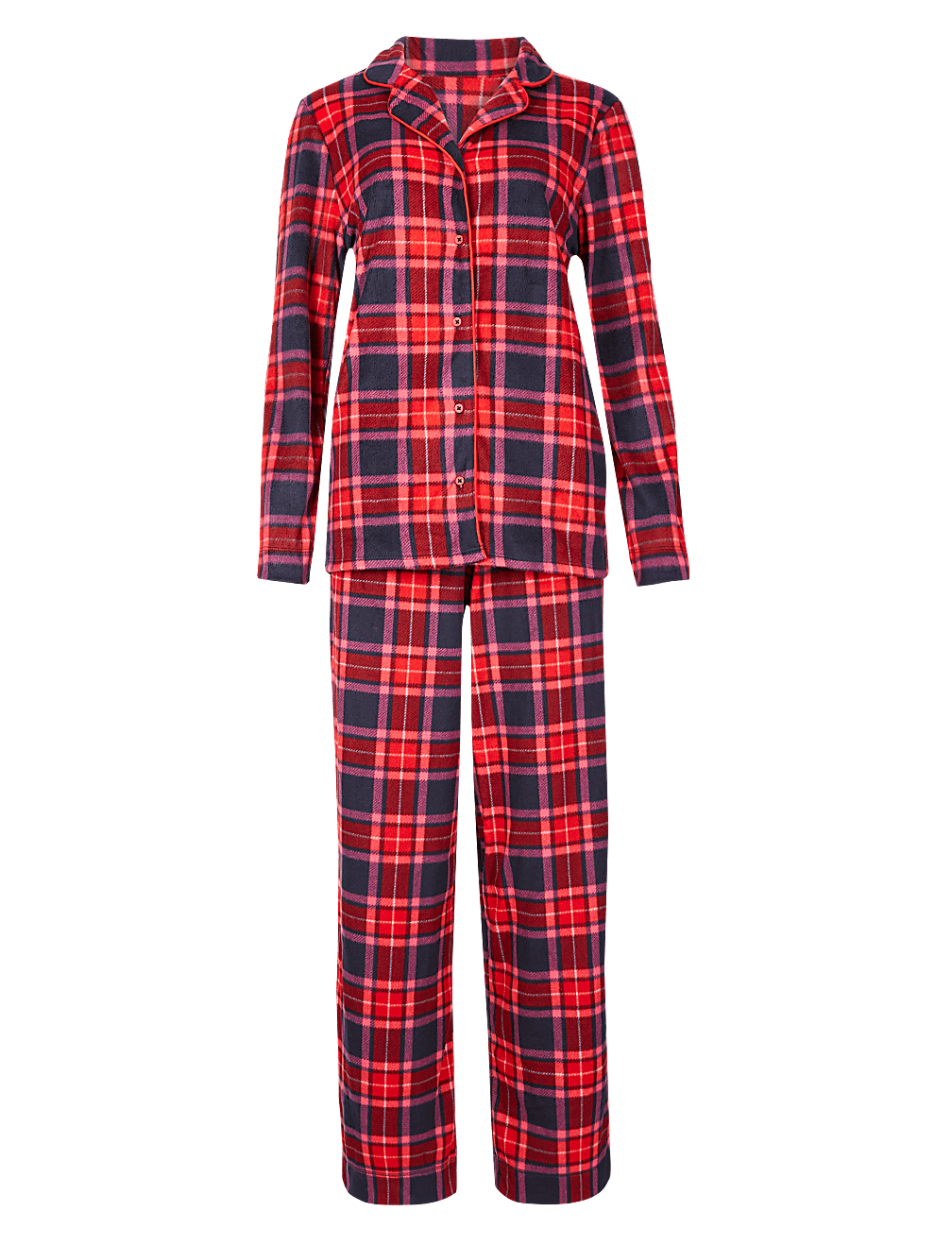 Fleece Checked Long Sleeve Pyjama Set
