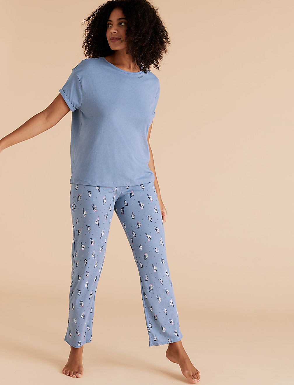 Cotton Owl Print Short Sleeve Pyjama Set