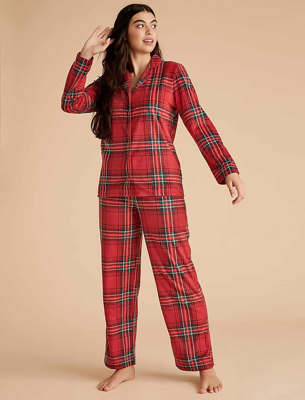 Buy Fleece Checked Pyjama Set at Marks Spencer