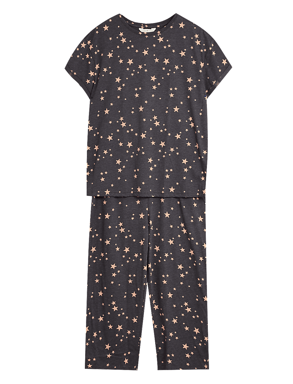 Cotton Star Print Cropped Pyjama Set