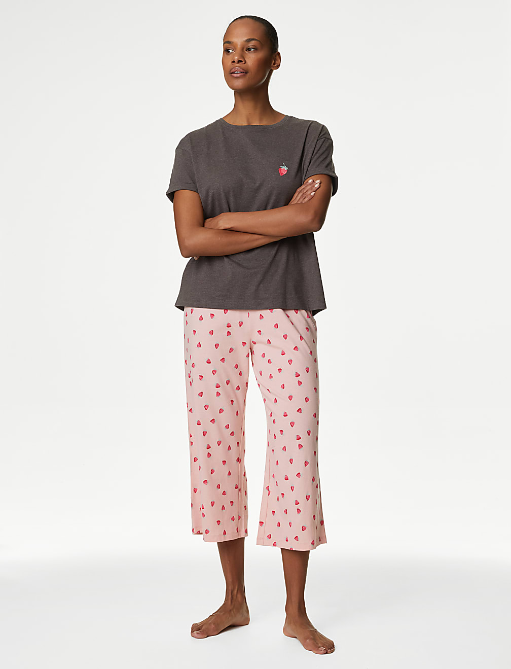 Cotton Rich Printed Cropped Pyjama Set