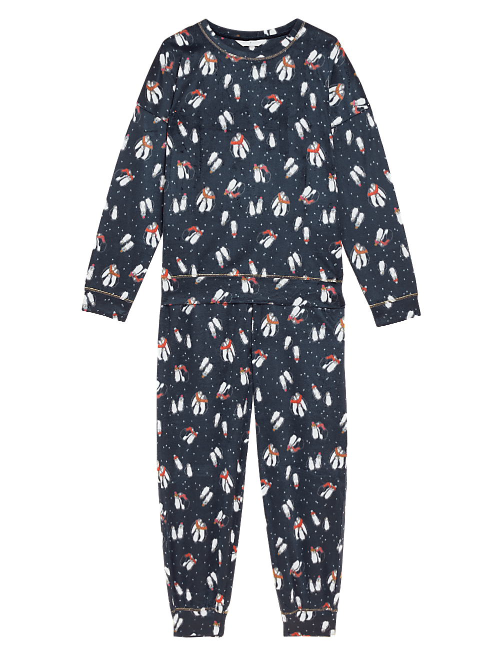 Fleece Printed Cuffed Pant Pyjama Set
