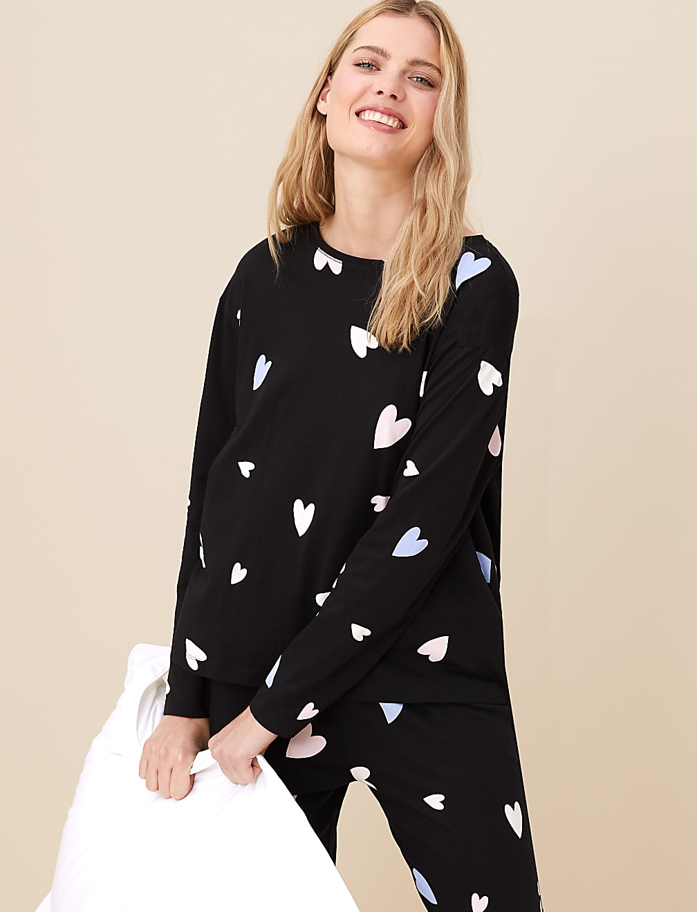 Pure Cotton Heart Print Pyjama Set