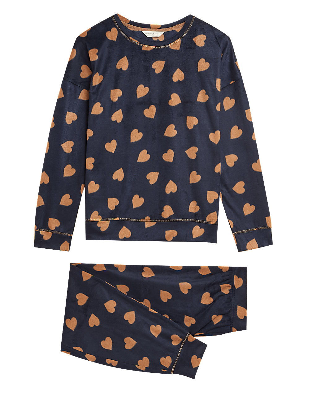 Fleece Heart Print Pyjama Set