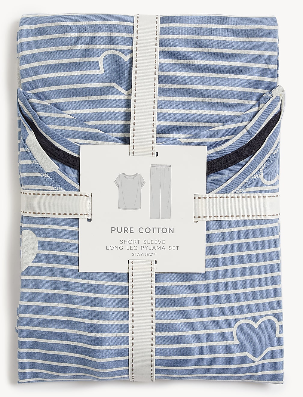 Pure Cotton Striped Heart Print Pyjama Set