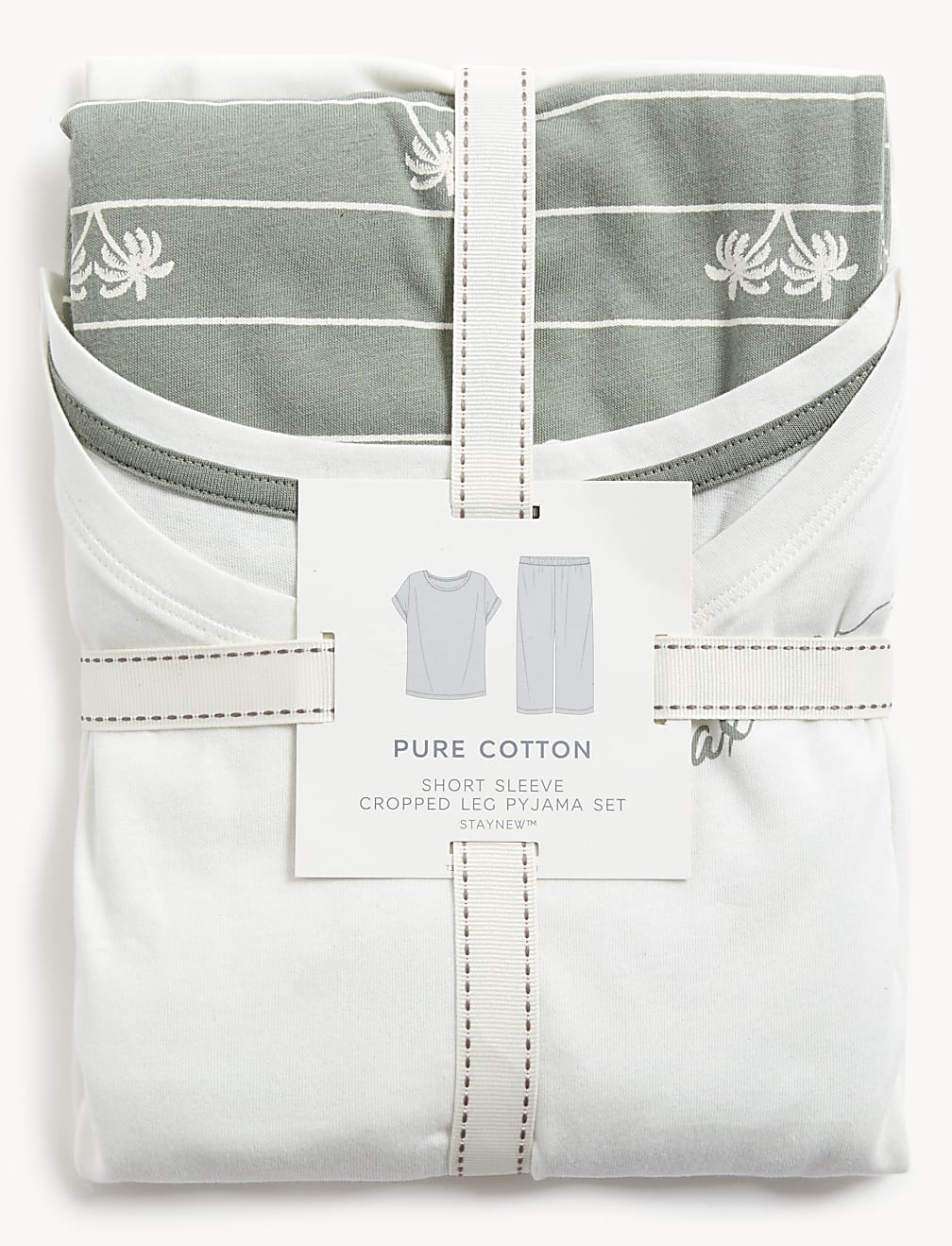 Pure Cotton Palm Print Cropped Pyjama Set
