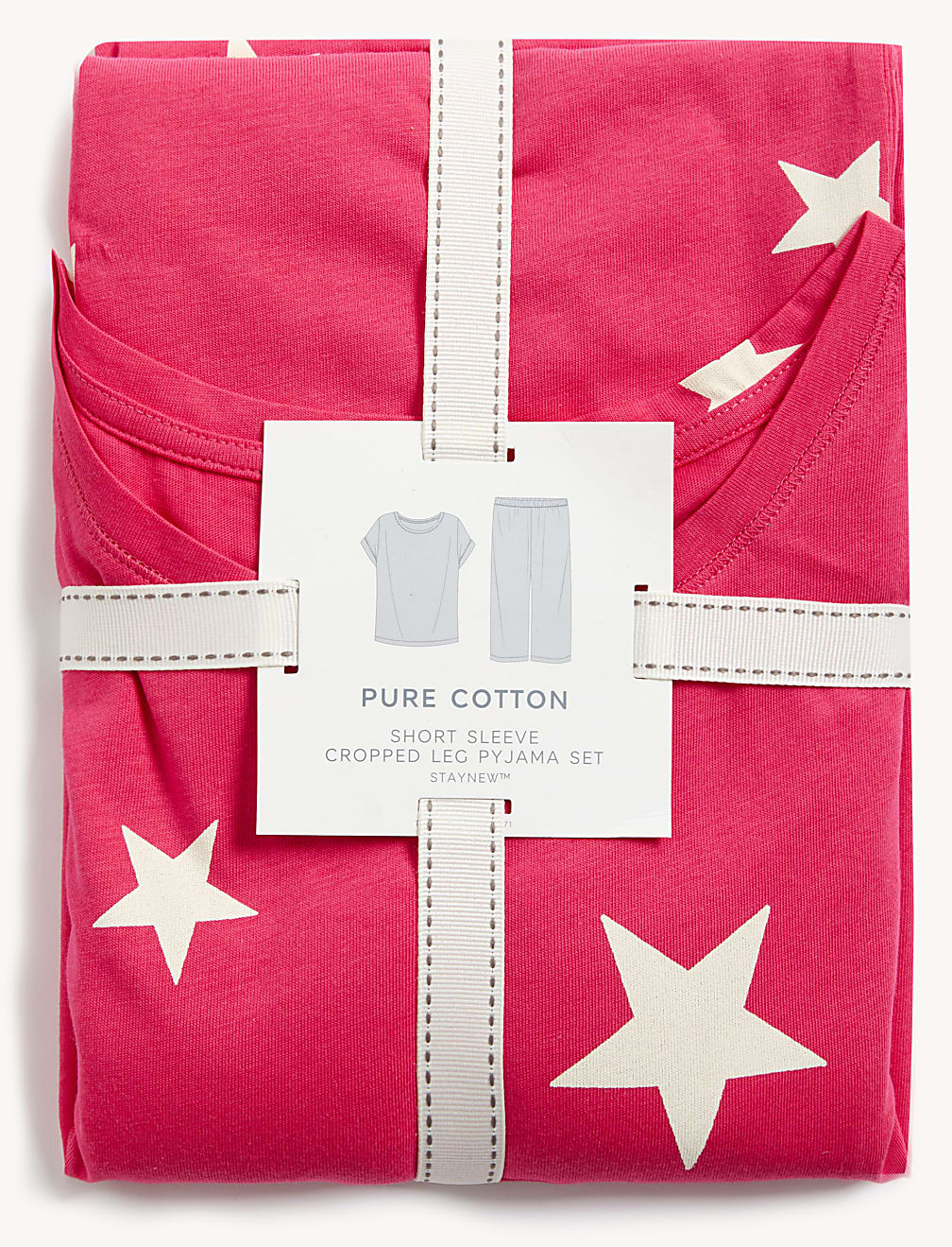 Pure Cotton Star Print Cropped Pyjama Set
