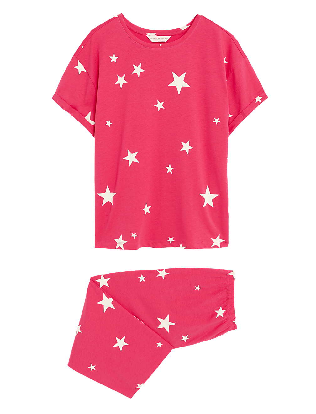 Pure Cotton Star Print Cropped Pyjama Set
