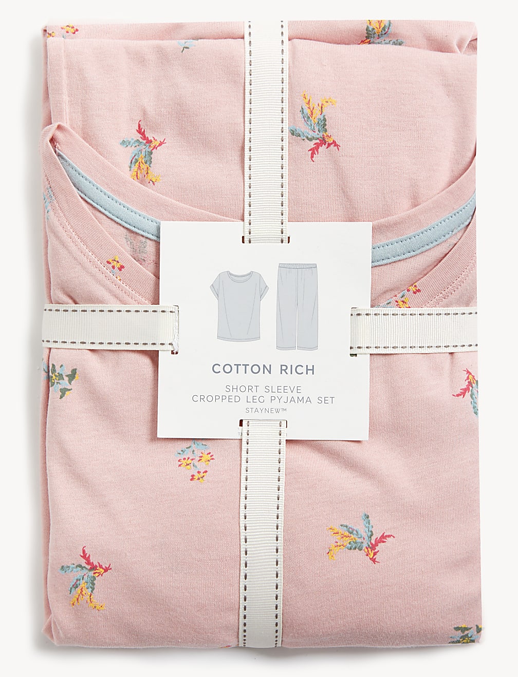 Pure Cotton Ditsy Floral Cropped Pyjama Set