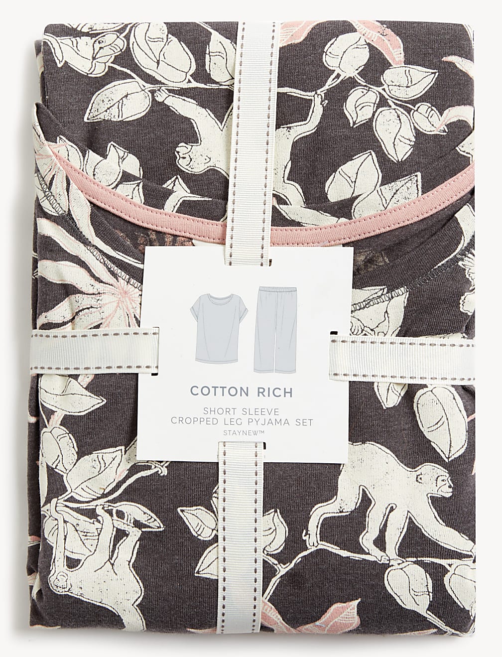 Cotton Rich Jungle Print Cropped Pyjama Set