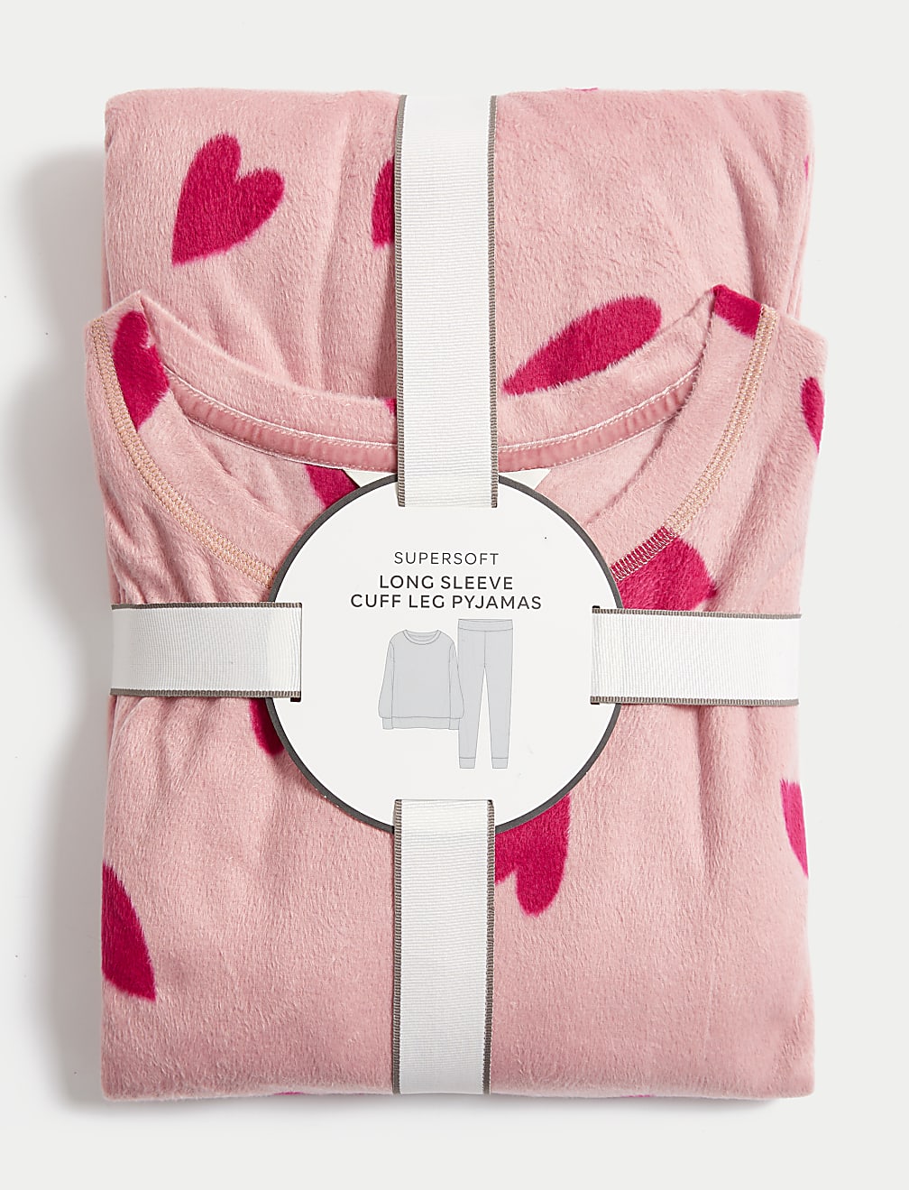 Fleece Heart Print Pyjama Set