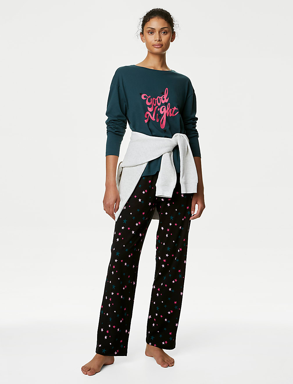 Pure Cotton Good Night Slogan Pyjama Set