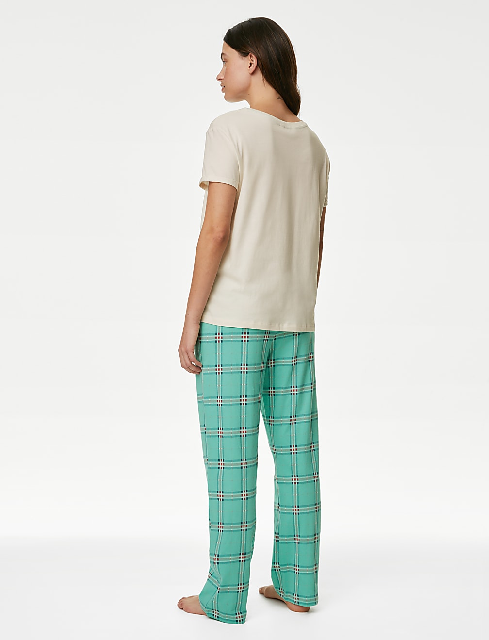Pure Cotton Checked Slogan Pyjama Set