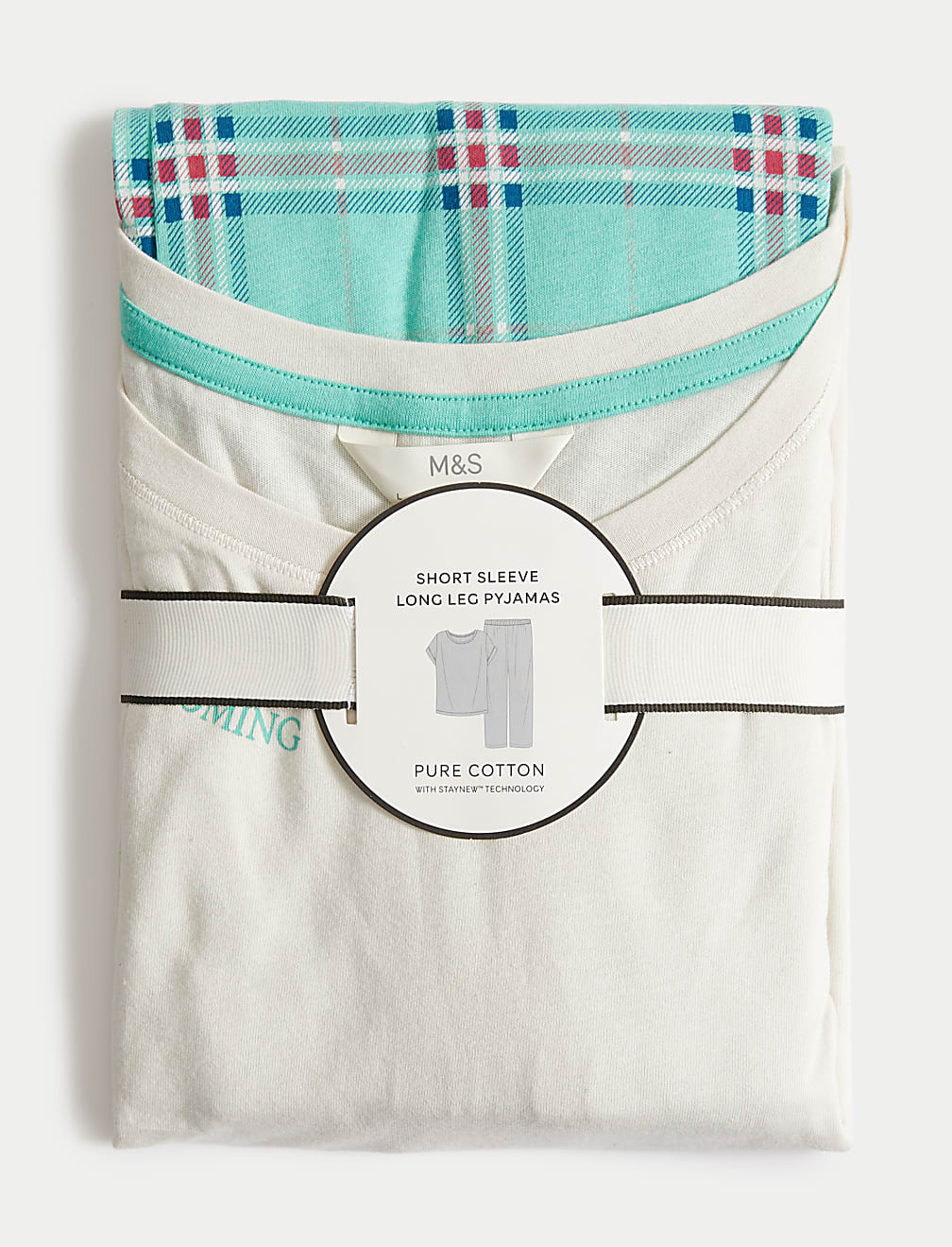 Pure Cotton Checked Slogan Pyjama Set