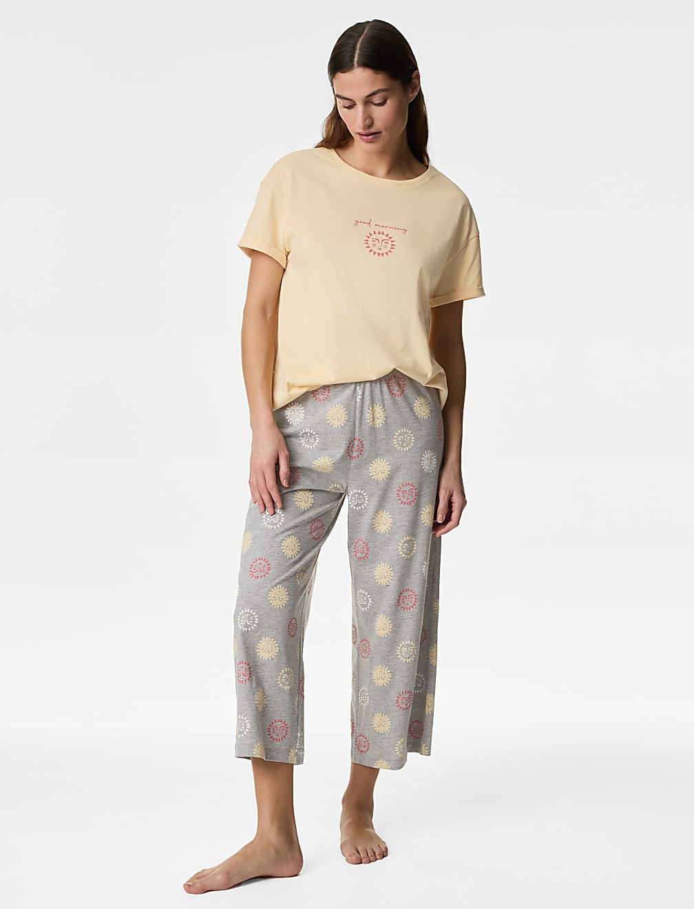 Cotton Rich Crop Leg Pyjama Set