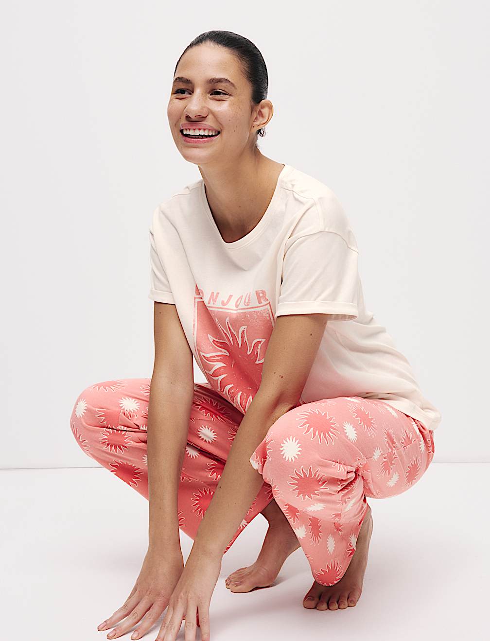 Cotton Rich Leaf Print Pyjama Set