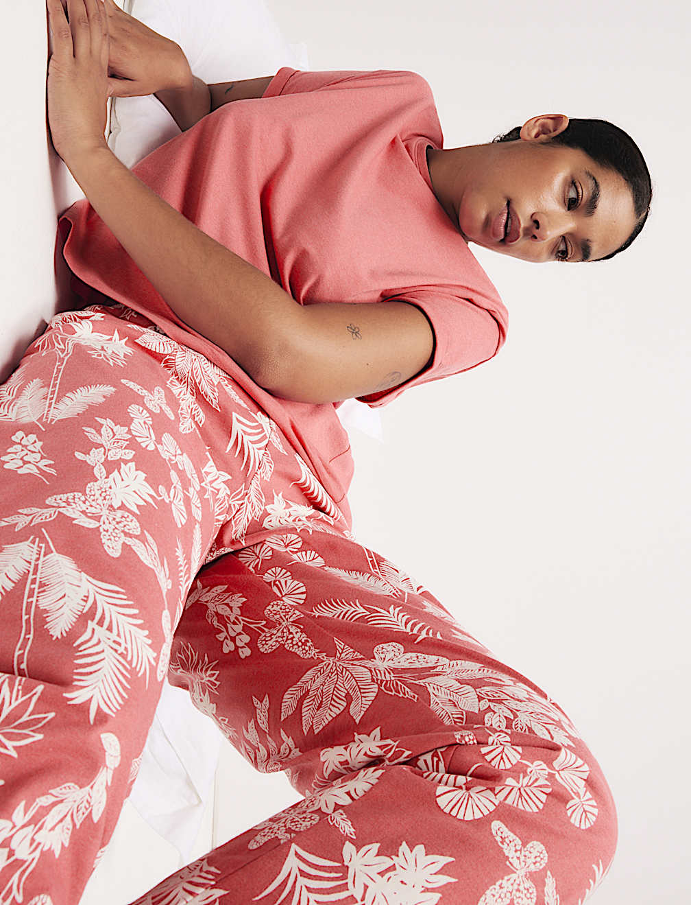 Cotton Rich Leaf Print Pyjama Set