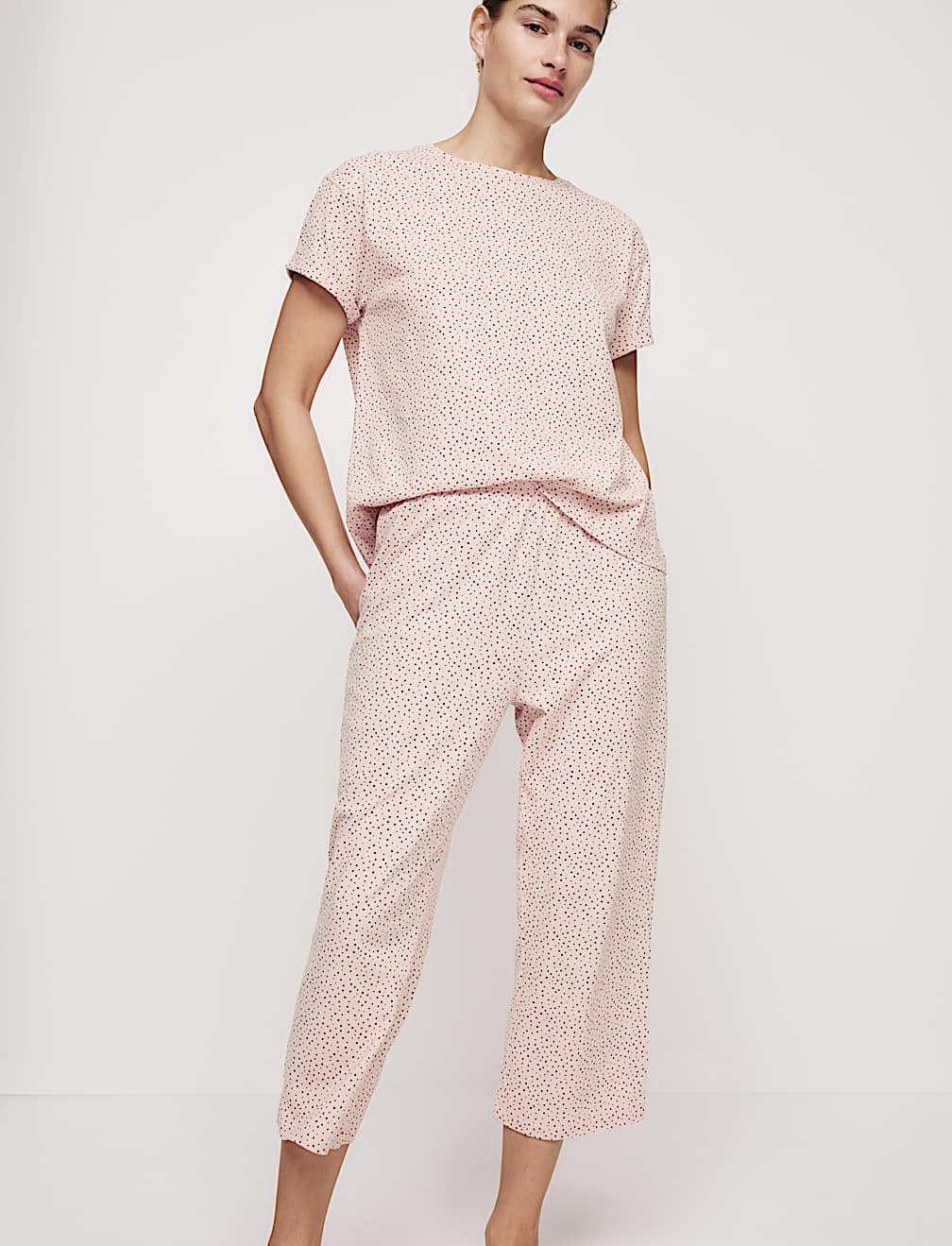 Cotton Rich Printed Cropped Pyjama Set