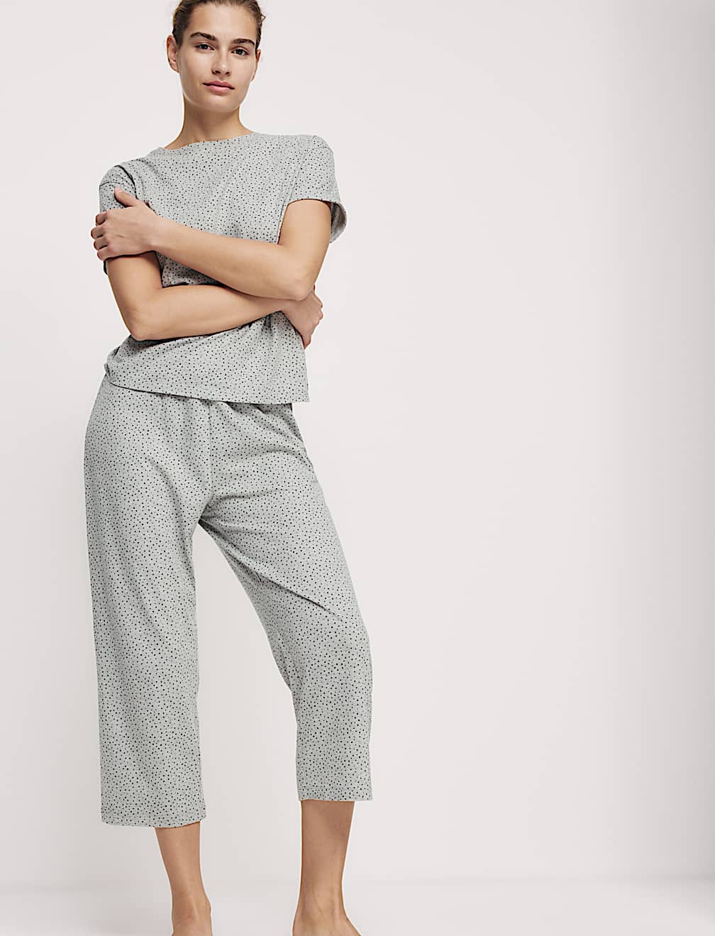 Cotton Rich Printed Cropped Pyjama Set
