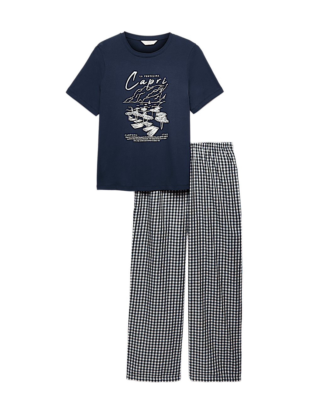 Pure Cotton Pyjama Set With Woven Bottoms