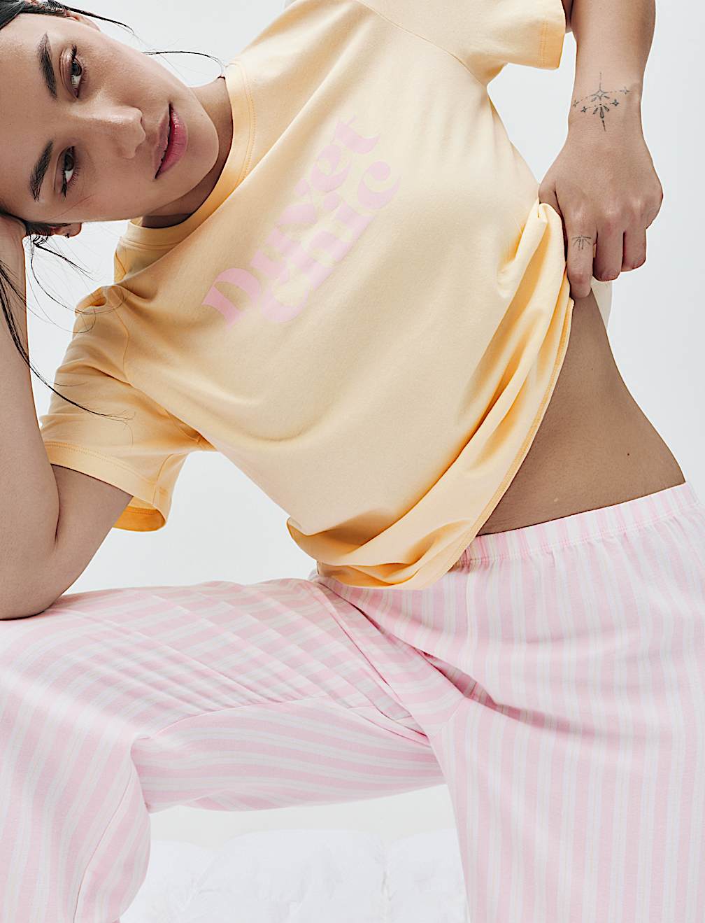 Pure Cotton Pyjama Set With Woven Bottoms