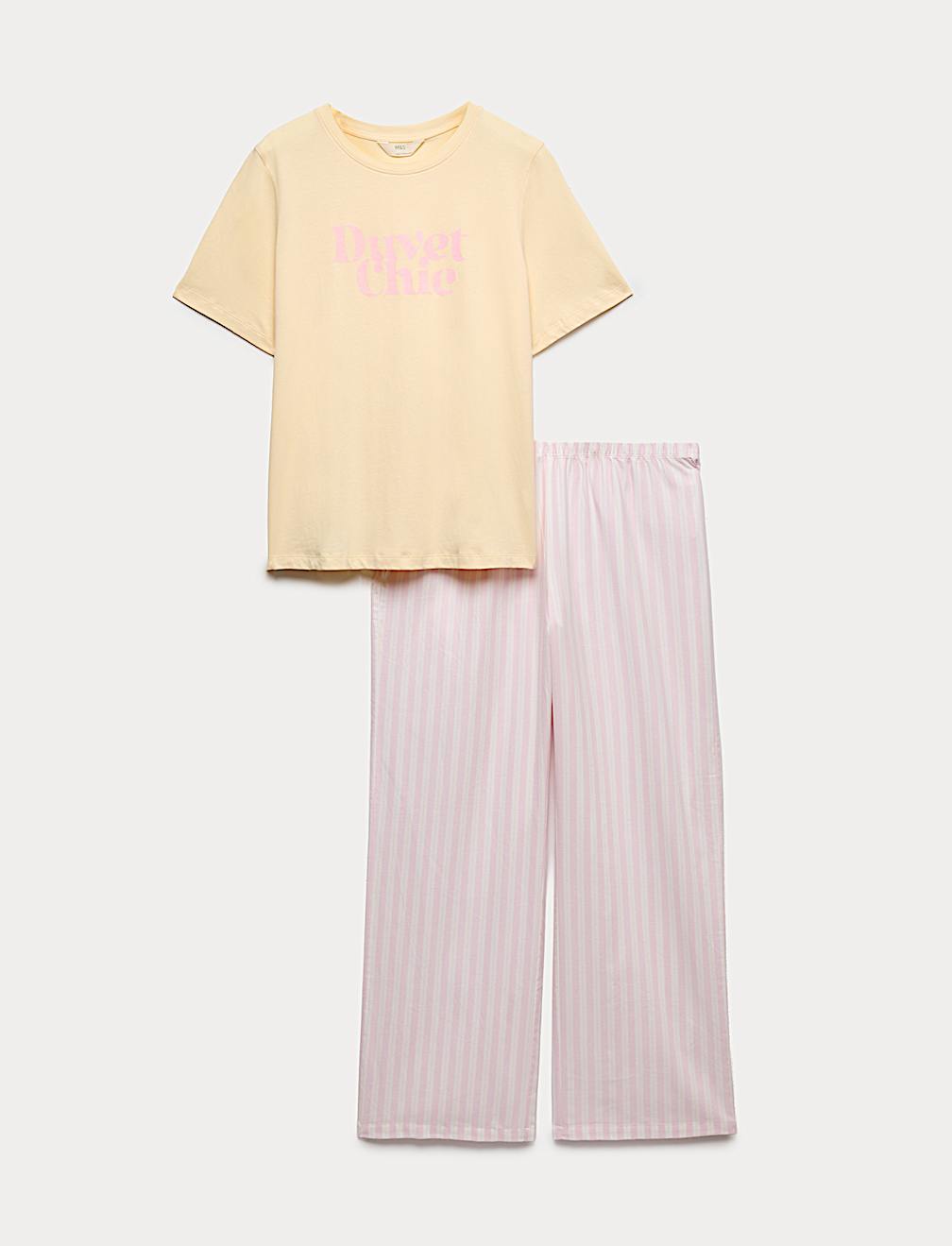 Pure Cotton Pyjama Set With Woven Bottoms