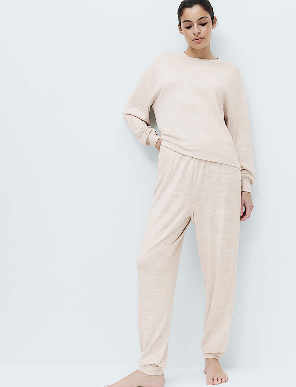 Cosy Knit Printed Cuffed Pyjama Set