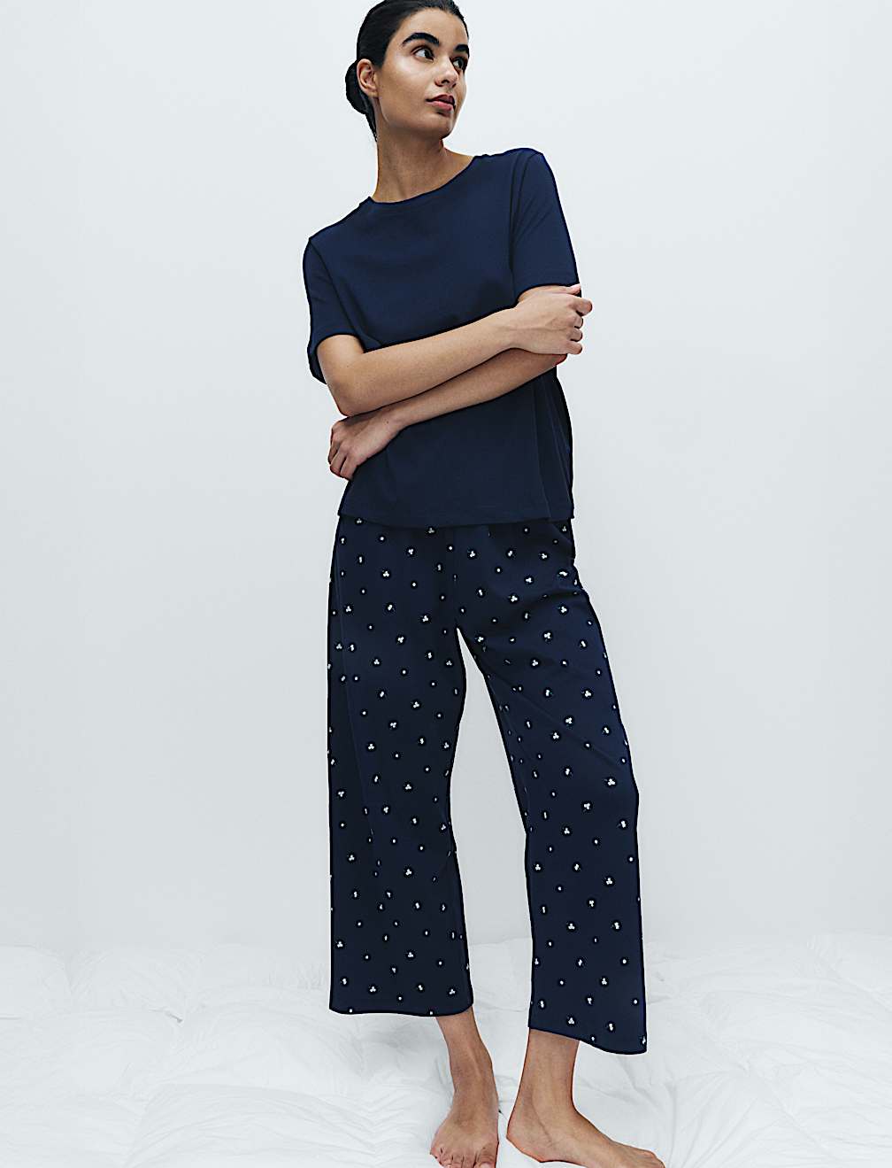 Pure Cotton Printed Cropped Pyjama Set