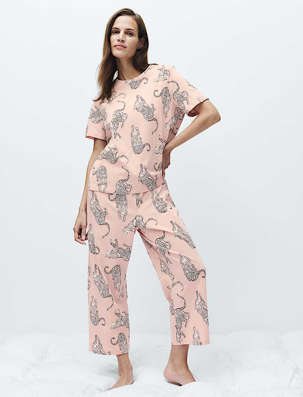 Pure Cotton Printed Cropped Pyjama Set