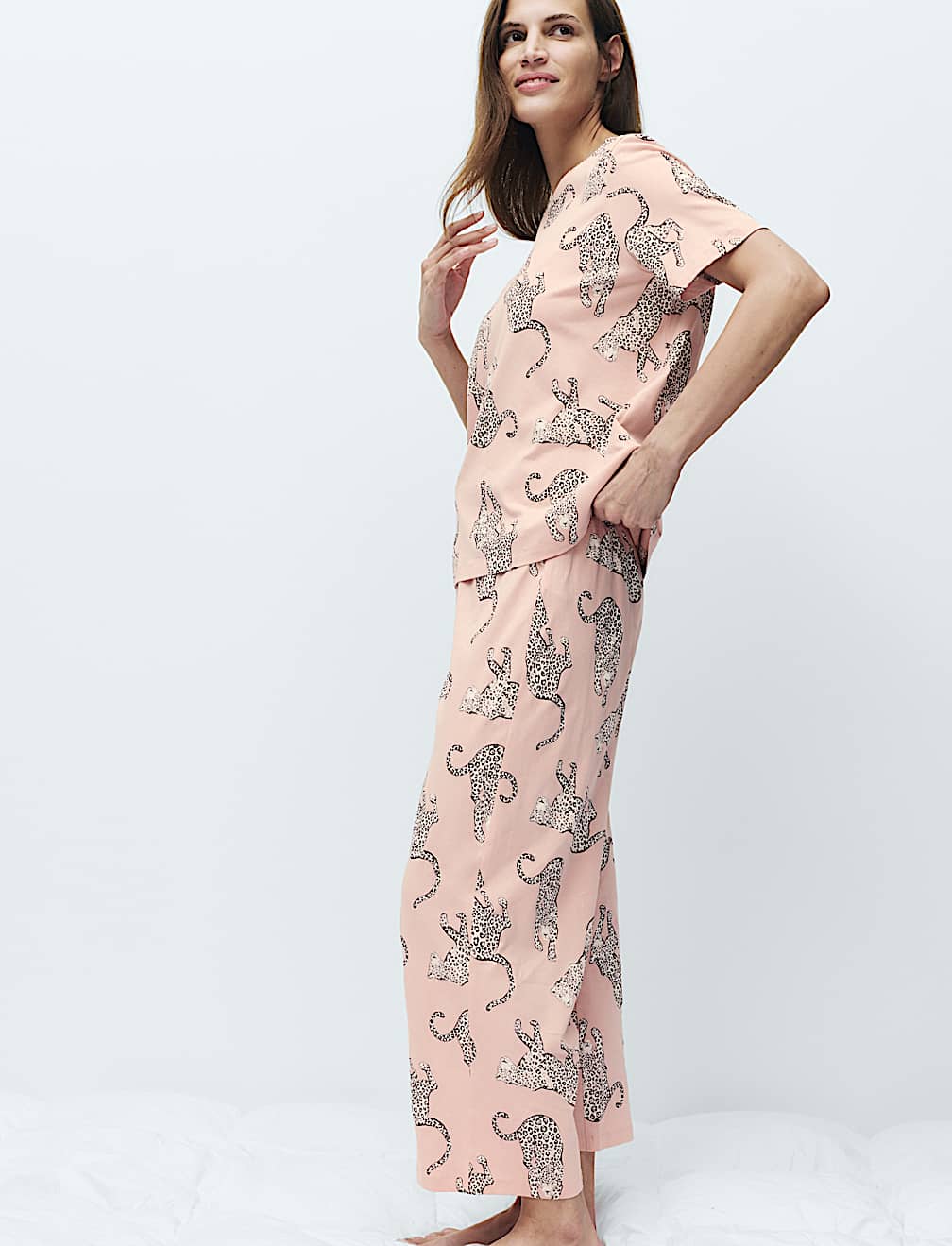 Pure Cotton Printed Cropped Pyjama Set